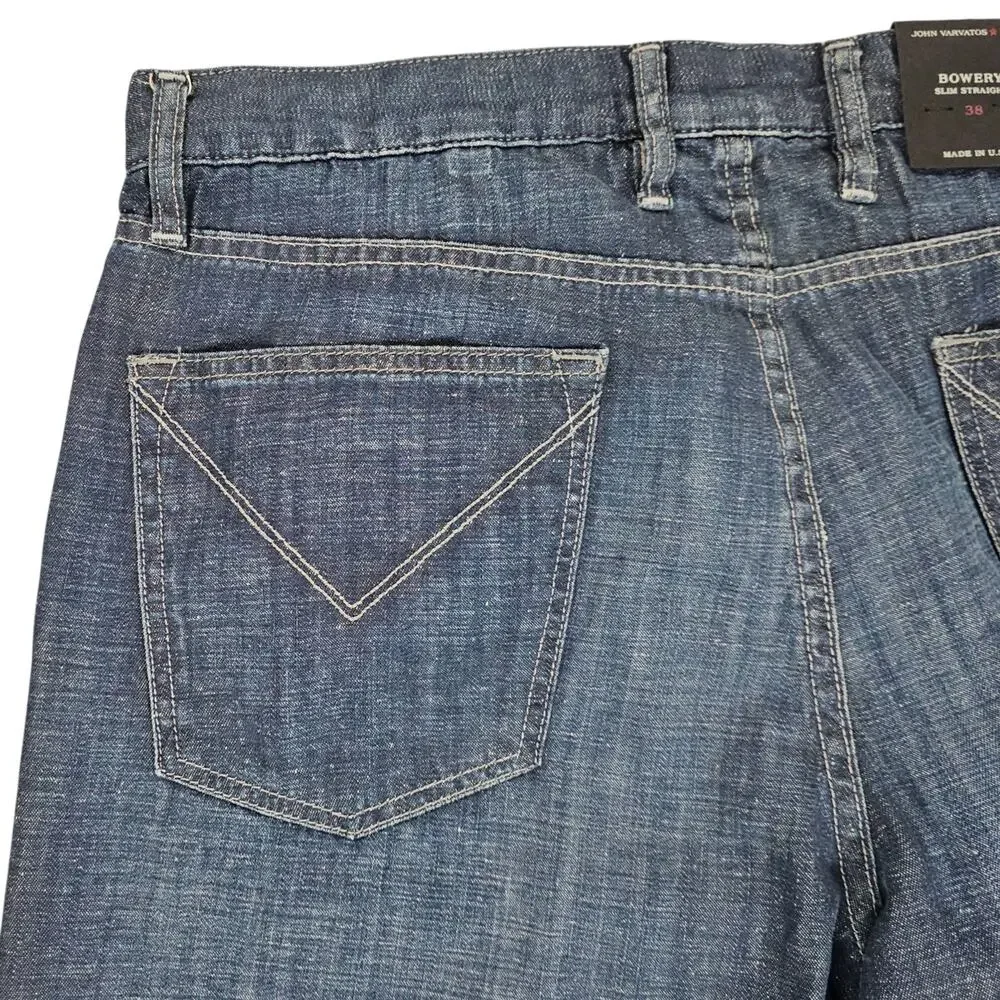 NWT John Varvatos Jeans Mens Size 38 Bowery Slim Straight Leg Casual Medium Wash